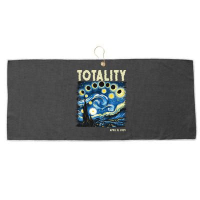 Totality Solar Eclipse 2024 Large Microfiber Waffle Golf Towel