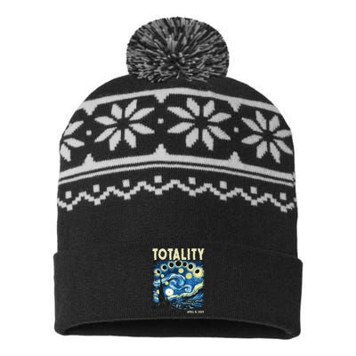 Totality Solar Eclipse 2024 USA-Made Snowflake Beanie