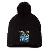 Totality Solar Eclipse 2024 Pom Pom 12in Knit Beanie