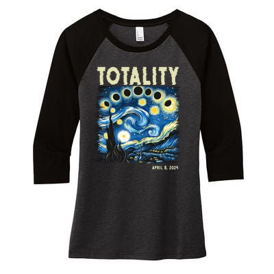 Totality Solar Eclipse 2024 Women's Tri-Blend 3/4-Sleeve Raglan Shirt