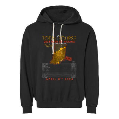 Total Solar Eclipse 2024 Of Indiana April 8th Garment-Dyed Fleece Hoodie