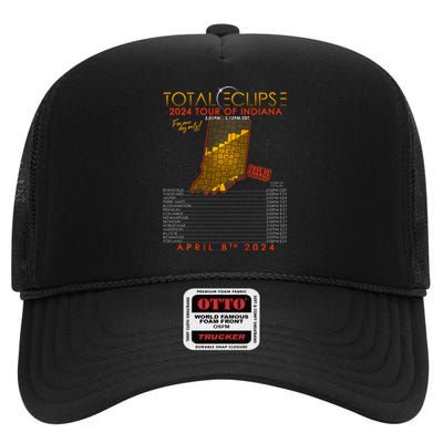 Total Solar Eclipse 2024 Of Indiana April 8th High Crown Mesh Back Trucker Hat