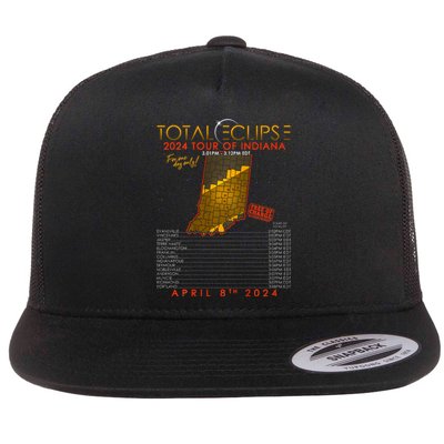 Total Solar Eclipse 2024 Of Indiana April 8th Flat Bill Trucker Hat