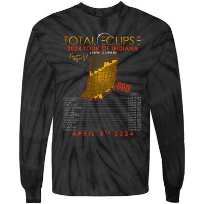 Total Solar Eclipse 2024 Of Indiana April 8th Tie-Dye Long Sleeve Shirt