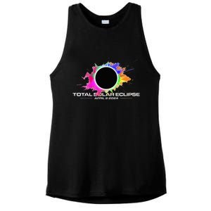 Total Solar Eclipse April 8 2024 Colorful Splash Totality Ladies PosiCharge Tri-Blend Wicking Tank