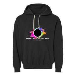 Total Solar Eclipse April 8 2024 Colorful Splash Totality Garment-Dyed Fleece Hoodie