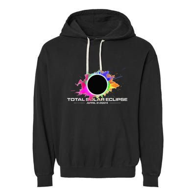 Total Solar Eclipse April 8 2024 Colorful Splash Totality Garment-Dyed Fleece Hoodie