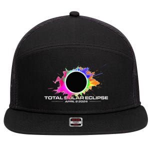 Total Solar Eclipse April 8 2024 Colorful Splash Totality 7 Panel Mesh Trucker Snapback Hat