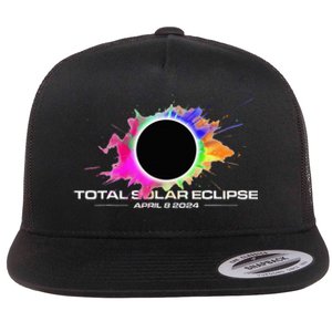 Total Solar Eclipse April 8 2024 Colorful Splash Totality Flat Bill Trucker Hat