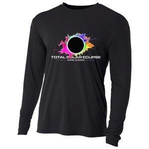 Total Solar Eclipse April 8 2024 Colorful Splash Totality Cooling Performance Long Sleeve Crew