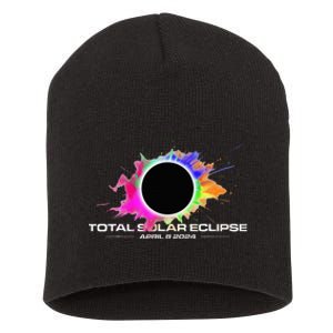 Total Solar Eclipse April 8 2024 Colorful Splash Totality Short Acrylic Beanie