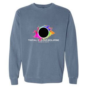 Total Solar Eclipse April 8 2024 Colorful Splash Totality Garment-Dyed Sweatshirt