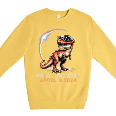 Total Solar Eclipse 4.08.24 Dinosaur Solar Eclipse 2024 Premium Crewneck Sweatshirt