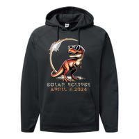 Total Solar Eclipse 4.08.24 Dinosaur Solar Eclipse 2024 Performance Fleece Hoodie