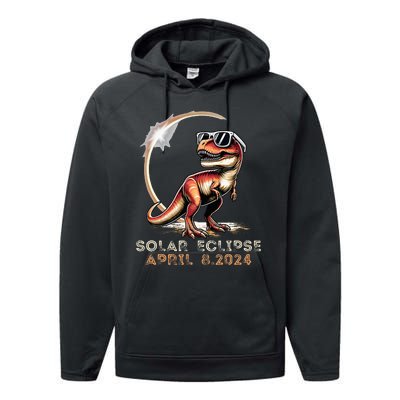 Total Solar Eclipse 4.08.24 Dinosaur Solar Eclipse 2024 Performance Fleece Hoodie