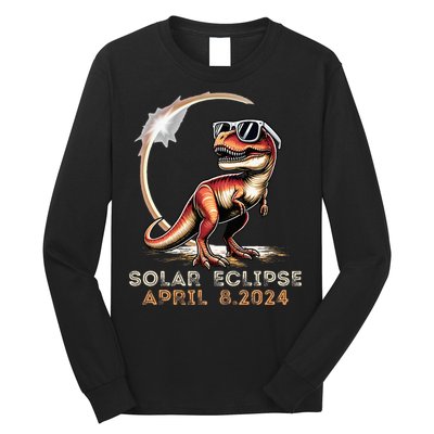 Total Solar Eclipse 4.08.24 Dinosaur Solar Eclipse 2024 Long Sleeve Shirt