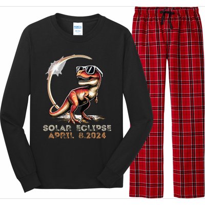 Total Solar Eclipse 4.08.24 Dinosaur Solar Eclipse 2024 Long Sleeve Pajama Set