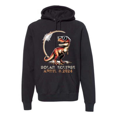 Total Solar Eclipse 4.08.24 Dinosaur Solar Eclipse 2024 Premium Hoodie