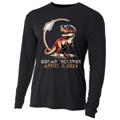 Total Solar Eclipse 4.08.24 Dinosaur Solar Eclipse 2024 Cooling Performance Long Sleeve Crew