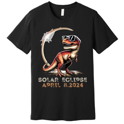 Total Solar Eclipse 4.08.24 Dinosaur Solar Eclipse 2024 Premium T-Shirt