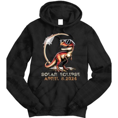 Total Solar Eclipse 4.08.24 Dinosaur Solar Eclipse 2024 Tie Dye Hoodie