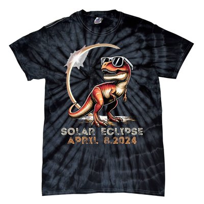 Total Solar Eclipse 4.08.24 Dinosaur Solar Eclipse 2024 Tie-Dye T-Shirt