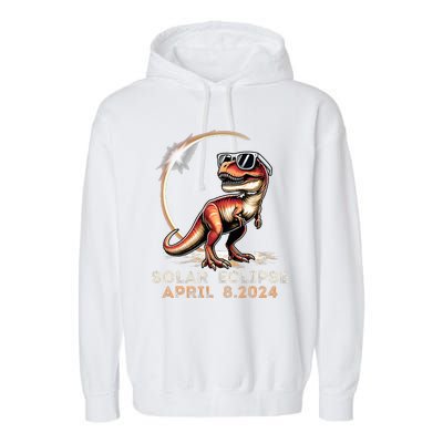 Total Solar Eclipse 4.08.24 Dinosaur Solar Eclipse 2024 Garment-Dyed Fleece Hoodie