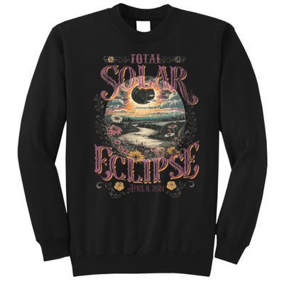 Total Solar Eclipse April 8 2024 Vintage Flowers Astrology Sweatshirt