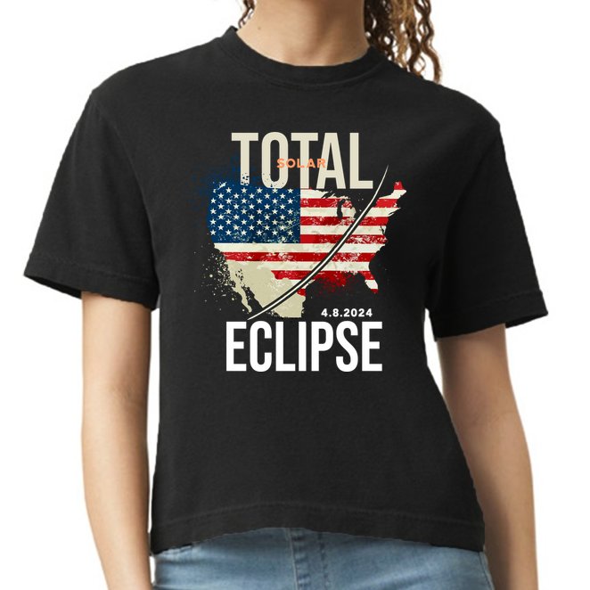 Total Solar Eclipse United States 4.8.2024 Comfort Colors Boxy T-Shirt