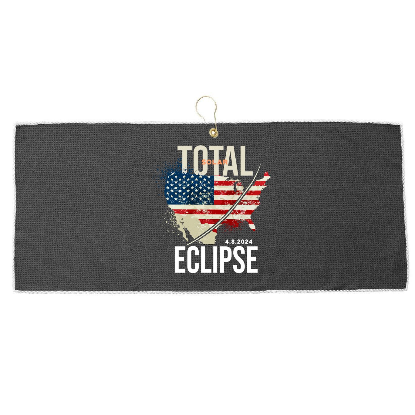 Total Solar Eclipse United States 4.8.2024 Large Microfiber Waffle Golf Towel