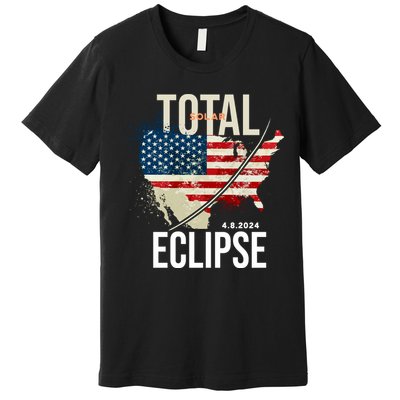 Total Solar Eclipse United States 4.8.2024 Premium T-Shirt