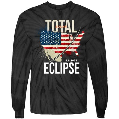 Total Solar Eclipse United States 4.8.2024 Tie-Dye Long Sleeve Shirt