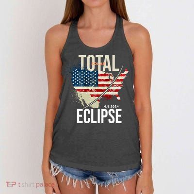 Total Solar Eclipse United States 4.8.2024 Women's Knotted Racerback Tank