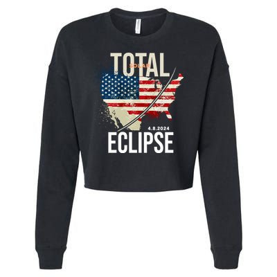 Total Solar Eclipse United States 4.8.2024 Cropped Pullover Crew