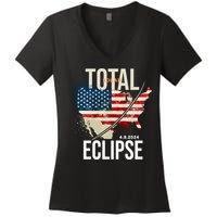 Total Solar Eclipse United States 4.8.2024 Women's V-Neck T-Shirt