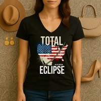 Total Solar Eclipse United States 4.8.2024 Women's V-Neck T-Shirt