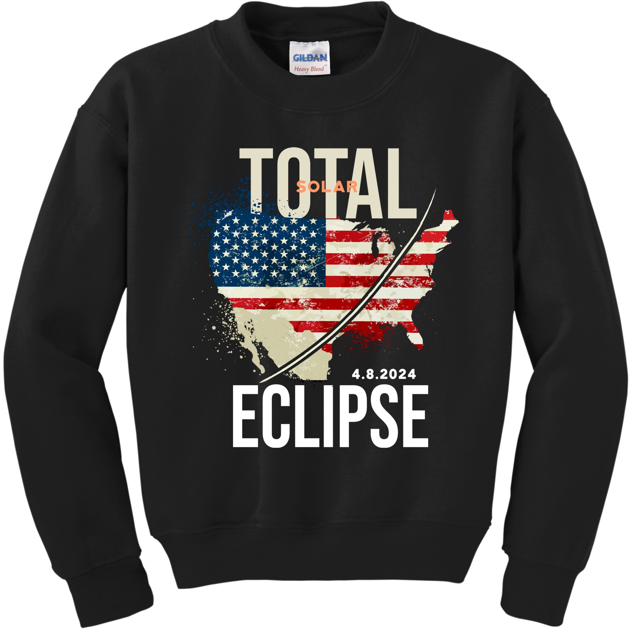 Total Solar Eclipse United States 4.8.2024 Kids Sweatshirt