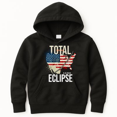 Total Solar Eclipse United States 4.8.2024 Kids Hoodie