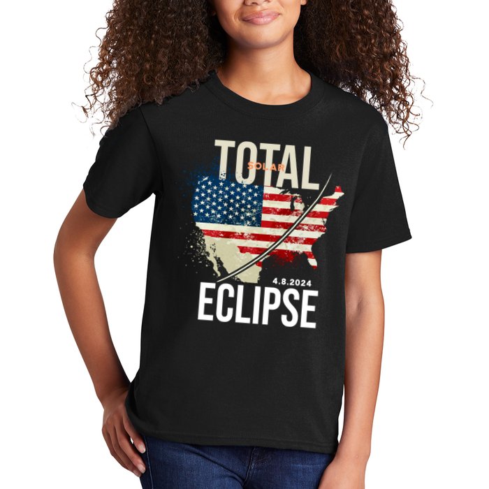 Total Solar Eclipse United States 4.8.2024 Kids T-Shirt