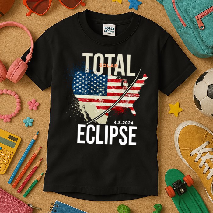 Total Solar Eclipse United States 4.8.2024 Kids T-Shirt