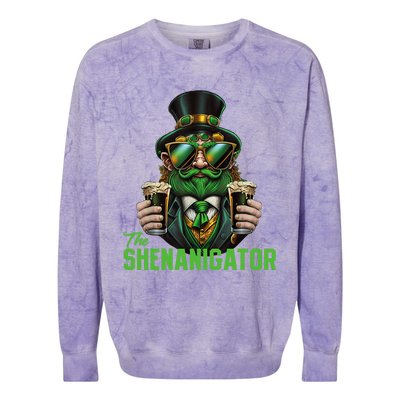 The Shenanigator, Funny Shenanigans Design For St Paddys Day Colorblast Crewneck Sweatshirt