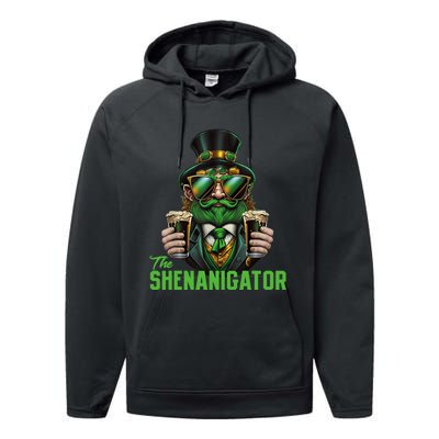 The Shenanigator, Funny Shenanigans Design For St Paddys Day Performance Fleece Hoodie