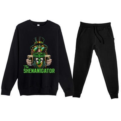 The Shenanigator, Funny Shenanigans Design For St Paddys Day Premium Crewneck Sweatsuit Set