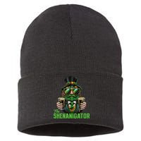 The Shenanigator, Funny Shenanigans Design For St Paddys Day Sustainable Knit Beanie