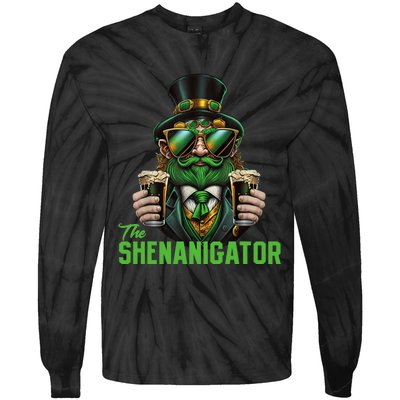 The Shenanigator, Funny Shenanigans Design For St Paddys Day Tie-Dye Long Sleeve Shirt