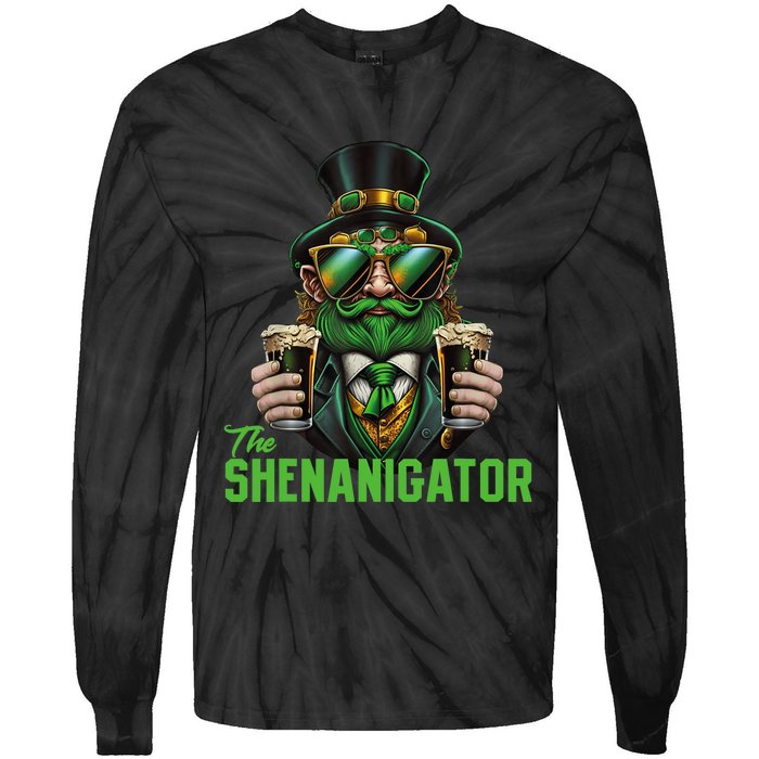 The Shenanigator, Funny Shenanigans Design For St Paddys Day Tie-Dye Long Sleeve Shirt