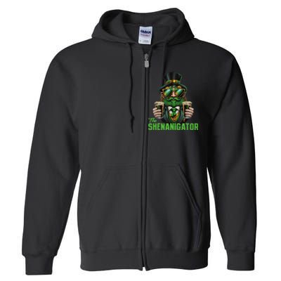 The Shenanigator, Funny Shenanigans Design For St Paddys Day Full Zip Hoodie