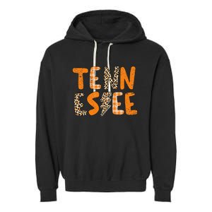 Tennessee State Flag Orange Plaid Leopard Tn Garment-Dyed Fleece Hoodie