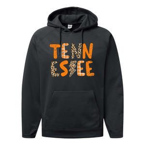 Tennessee State Flag Orange Plaid Leopard Tn Performance Fleece Hoodie