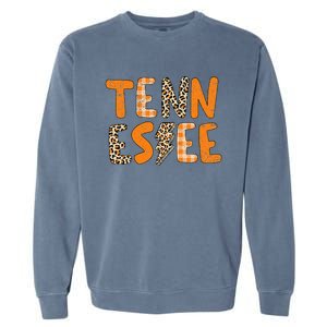 Tennessee State Flag Orange Plaid Leopard Tn Garment-Dyed Sweatshirt